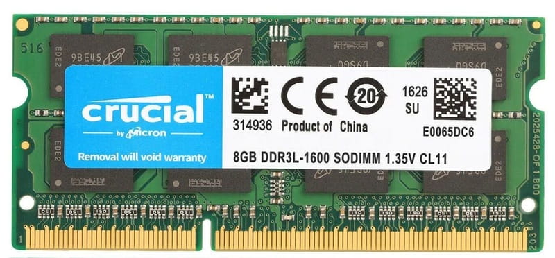 Модуль памяти SO-DIMM DDR3L 8GB/1600 Crucial (CT102464BF160B.C16FPD)