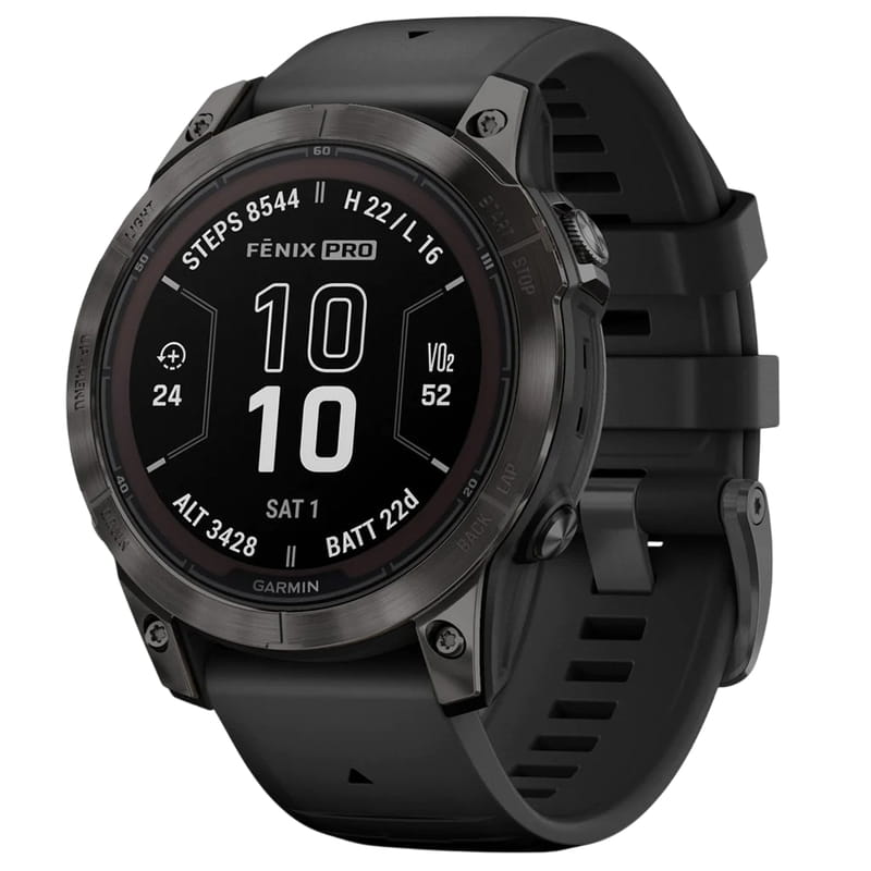 Смарт-годинник Garmin Fenix 7 Pro Sapphire Solar Carbon Gray DLC Titanium with Black Silicone (010-02777-54)