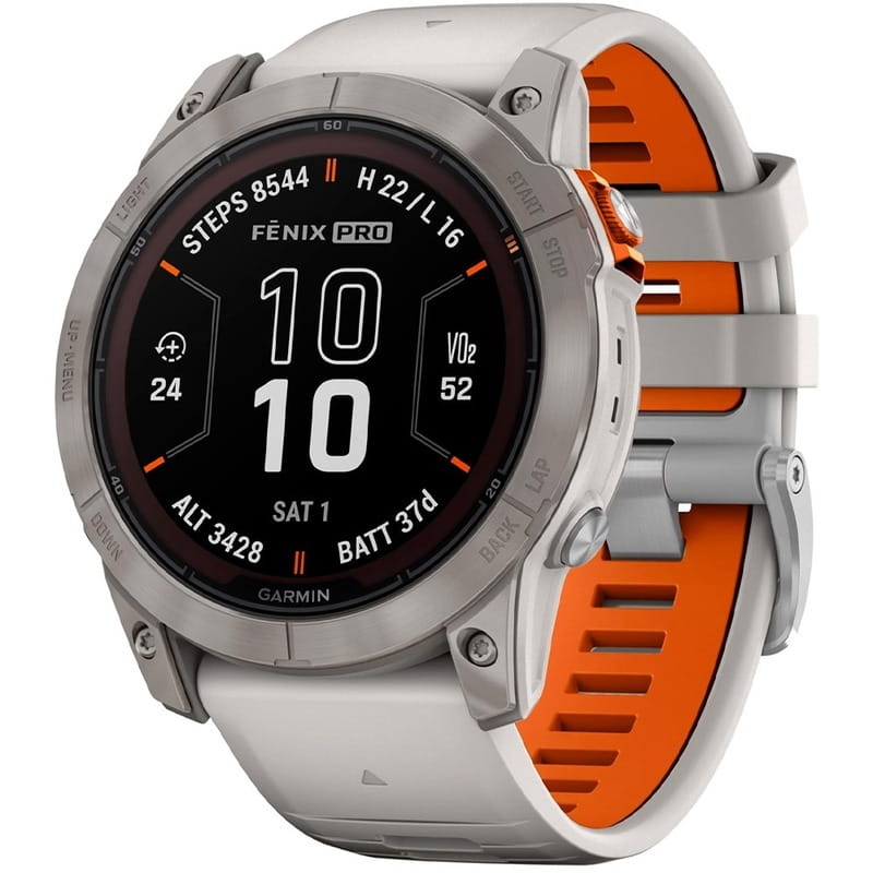 Смарт-часы Garmin Fenix 7X Pro Sapphire Solar Titanium with Grey/Orange Band (010-02778-64)