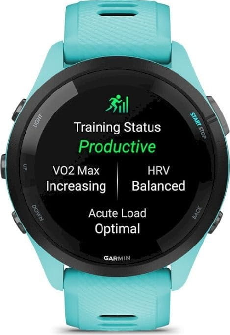 Смарт-часы Garmin Forerunner 265 Black Bezel with Aqua Case and Aqua/Black Silicone Band (010-02810-52)