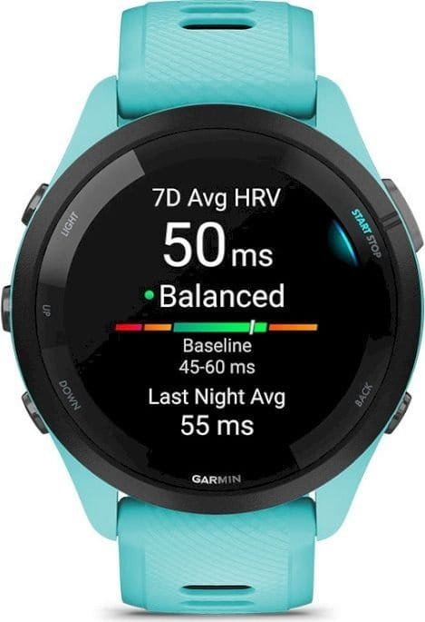 Смарт-часы Garmin Forerunner 265 Black Bezel with Aqua Case and Aqua/Black Silicone Band (010-02810-52)