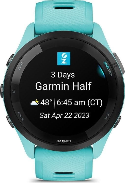 Смарт-часы Garmin Forerunner 265 Black Bezel with Aqua Case and Aqua/Black Silicone Band (010-02810-52)