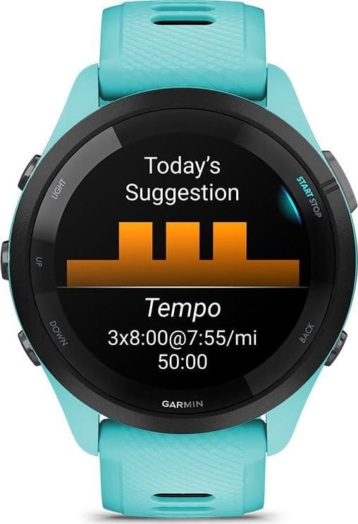 Смарт-часы Garmin Forerunner 265 Black Bezel with Aqua Case and Aqua/Black Silicone Band (010-02810-52)