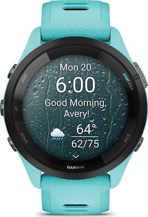 Смарт-часы Garmin Forerunner 265 Black Bezel with Aqua Case and Aqua/Black Silicone Band (010-02810-52)