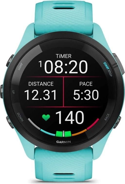 Смарт-часы Garmin Forerunner 265 Black Bezel with Aqua Case and Aqua/Black Silicone Band (010-02810-52)