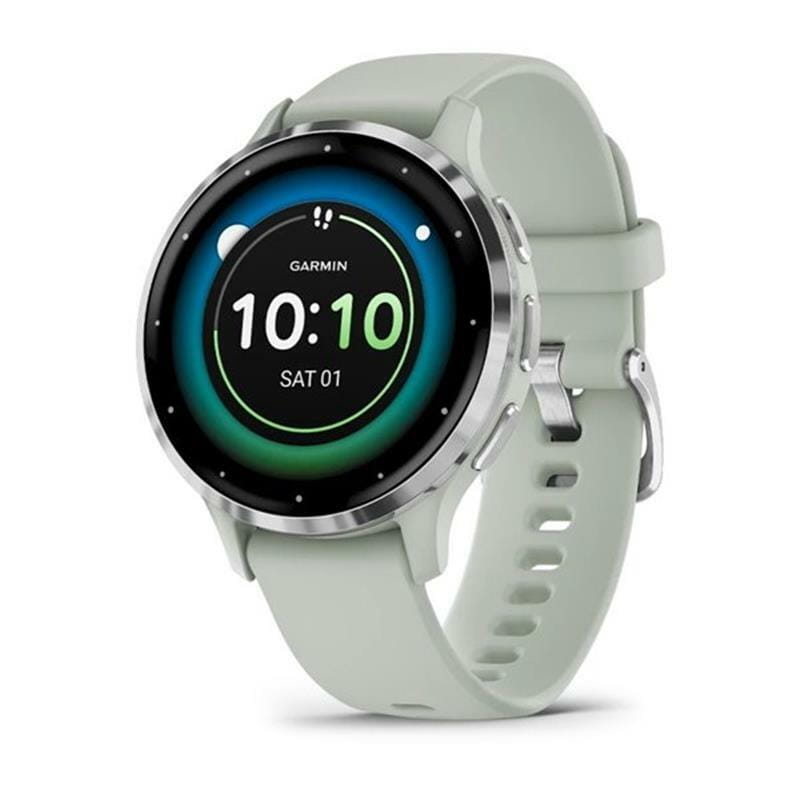 Смарт-годинник Garmin Venu 3s Silver Stainless Steel Bezel with Sage Gray Case and Silicone Band (010-02785-51)