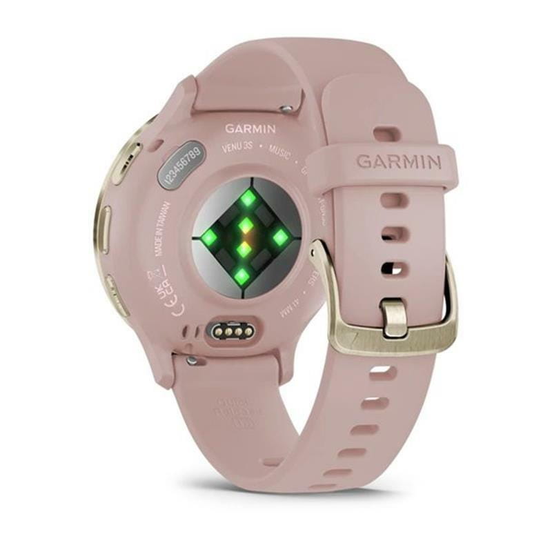 Смарт-годинник Garmin Venu 3s Soft Gold Stainless Steel Bezel with Dust Rose Case and Silicone Band (010-02785-53)