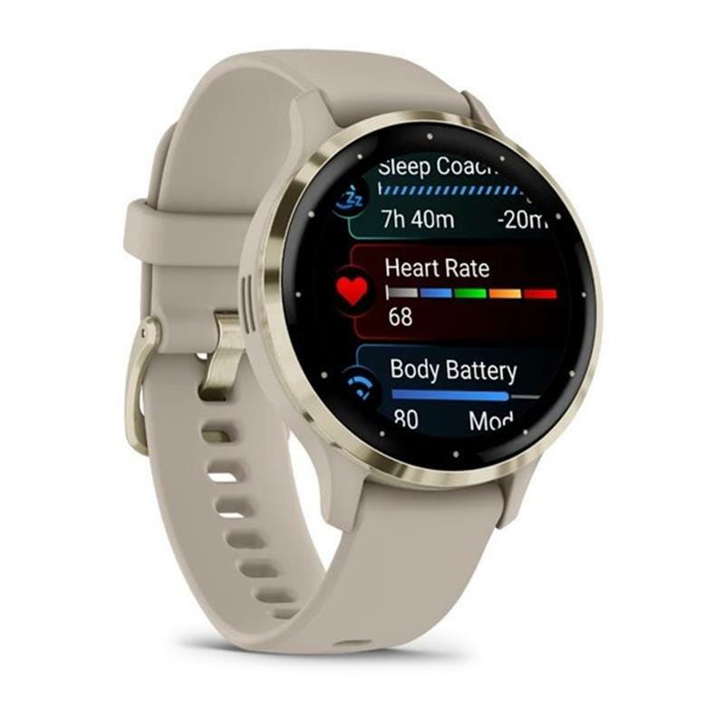 Смарт-годинник Garmin Venu 3s Soft Gold Stainless Steel Bezel with French Gray Case and Silicone Band (010-02785-52)