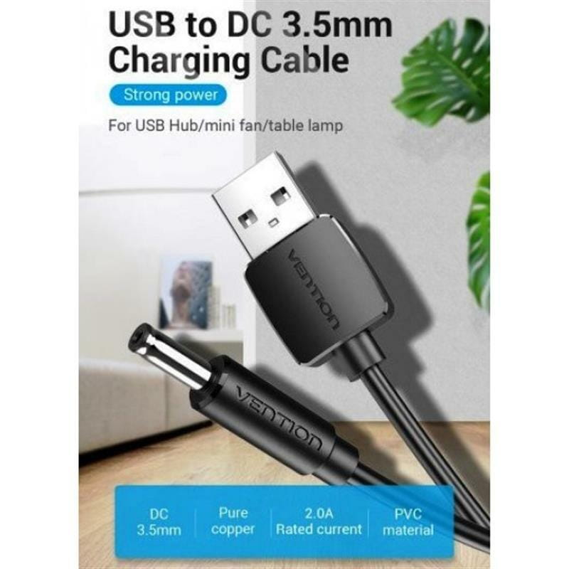 Кабель Vention USB - DC 3.5 мм (M/M), 0.5 м, Black (CEXBD)