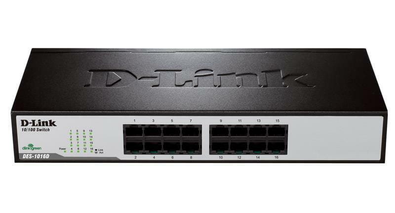 Коммутатор D-Link DES-1016D/H1A 16-port UTP 10/100Mbps metall