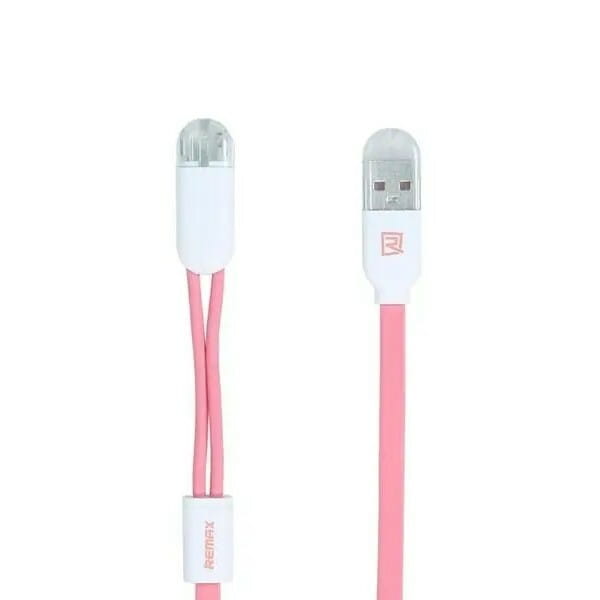 Кабель Remax RC-025t Gemini USB - Lightning + micro USB (M/M), 1 м, Pink (6954851251286)