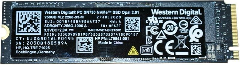 Накопичувач SSD  256GB WD SN730 M.2 2280 PCIe 3.0 x4 3D NAND TLC (SDBQNTY-256G_OEM) OEM
