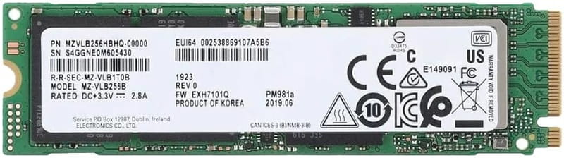Накопитель SSD  256GB Samsung PM981a M.2 2280 PCIe 3.0 x4 3D NAND TLC (MZ-VLB256B_OEM)
