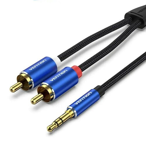 Photos - Cable (video, audio, USB) Vention Кабель  3.5 мм - 2xRCA (M/M), 1.5 м, Blue  BCPLG (BCPLG)
