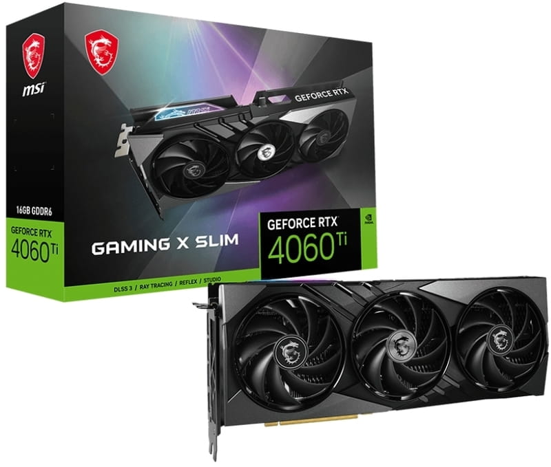 Видеокарта GF RTX 4060 Ti 16GB GDDR6 Gaming X Slim MSI (GeForce RTX 4060 Ti GAMING X SLIM 16G)