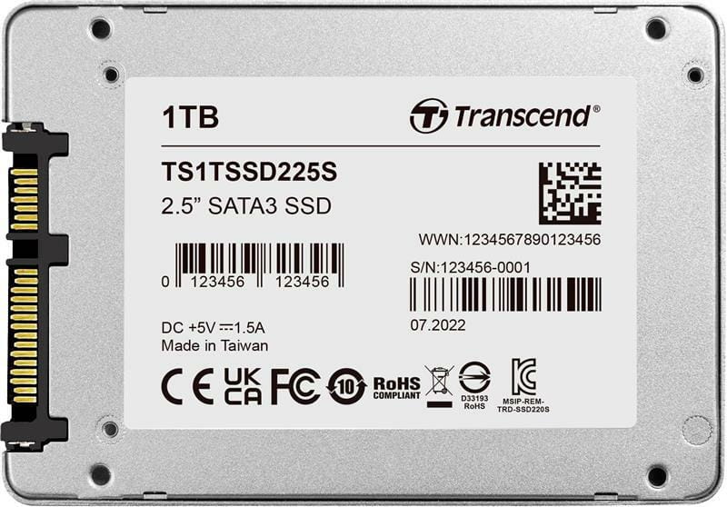 Накопитель SSD 1TB Transcend SSD225S 2.5" SATA III 3D V-NAND (TS1TSSD225S)