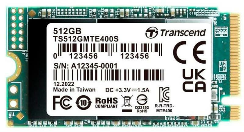 Накопичувач SSD 512GB Transcend MTE400S M.2 2242 PCIe 3.0 x4 3D NAND TLC (TS512GMTE400S)