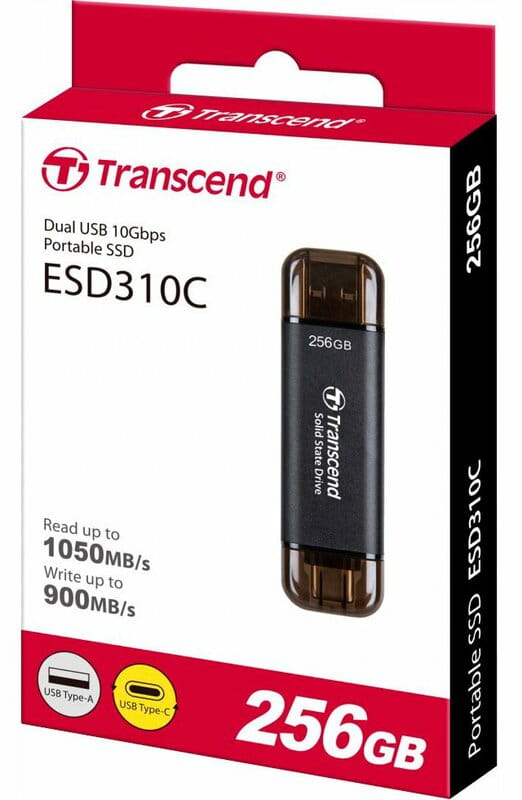 Накопитель внешний SSD USB Type-A/Type-C 256GB Transcend ESD310С Black (TS256GESD310C)