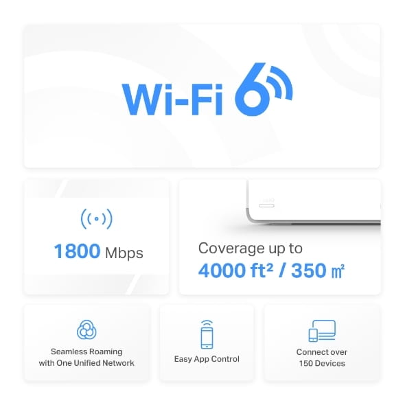 WiFi Mesh система Mercusys Halo H70X 2-pack (AX1800, 3хGE WAN/LAN, Beamforming, MU-MIMO, OFDMA)