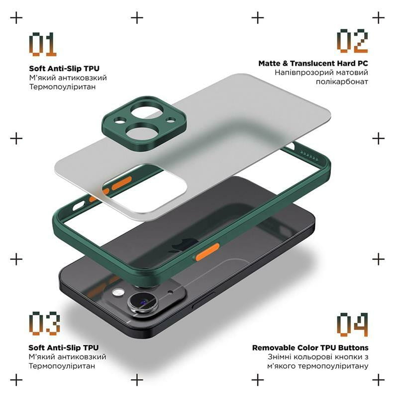 Чехол-накладка Armorstandart Frosted Matte для Xiaomi Redmi 12 4G Dark Green (ARM68552)