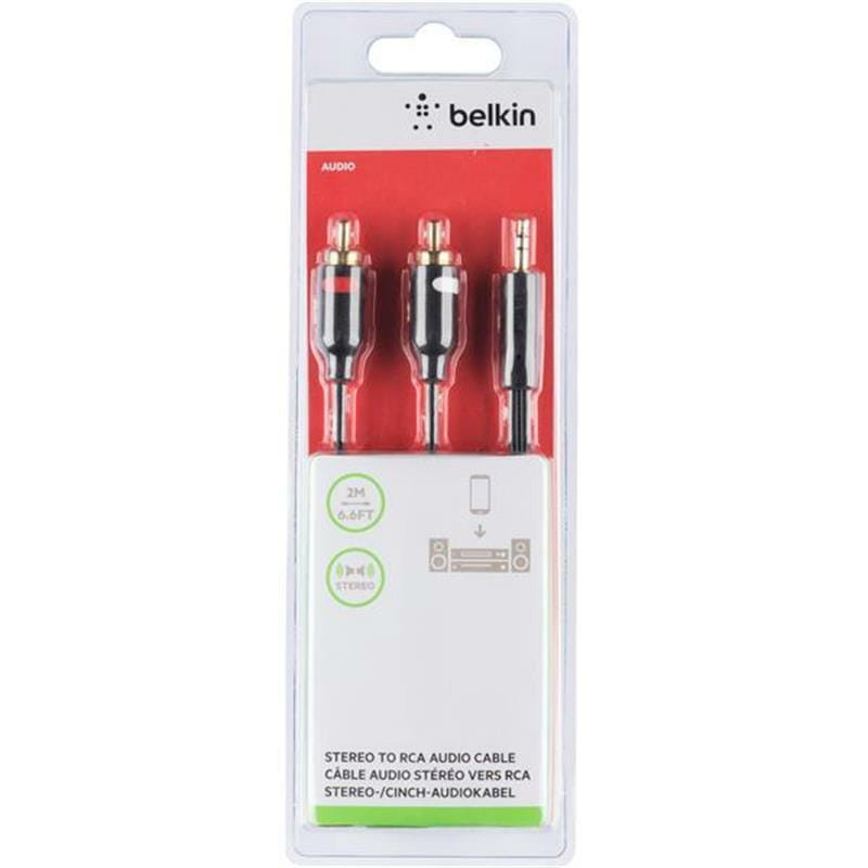 Аудио-кабель Belkin 3.5 мм - 2хRCA (M/M), 2 м, Black/Gold (F3Y116BT2M)