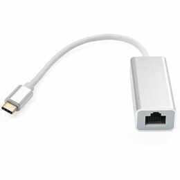 Адаптер Vinga USB Type-C - RJ-45 (M/F) Silver (VCPATC2GBLNS)