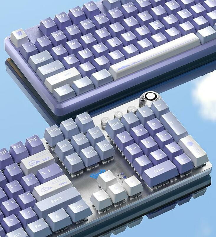 Клавиатура Aula Mechanical F2088 PRO White/Violet, plus 9 Purple keys KRGD blue (6948391234915)