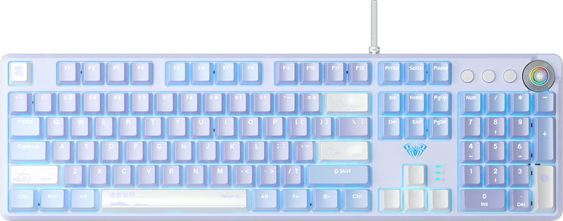 Клавиатура Aula Mechanical F2088 PRO White/Violet, plus 9 Purple keys KRGD blue (6948391234915)