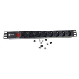Блок розеток EServer 1U 19" (WT-2261A-GER-8WAY-WO) 8 розеток, Black