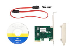 Контроллер Frime (ECF-PCIEto4SATAIII001.LP) PCI-Ex1-4xSata III, ASM1061