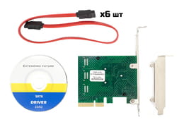 Контролер Frime (ECF-PCIEto6SATAIII001.LP) PCI-Ex4-6xSata III, ASM1062+ASM1092