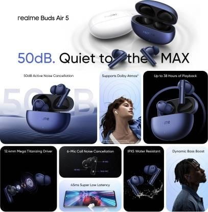 Bluetooth-гарнитура Realme Buds Air 5 Blue EU_