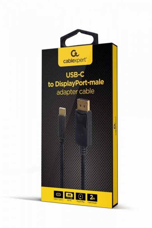 Кабель Cablexpert USB Type-C - DisplayPort (M/M), 2 м, чорний (A-CM-DPM-01)