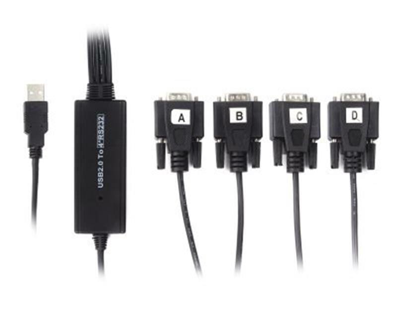 Кабель Viewcon USB - 4хCOM (M/M), (9+25pin), 1.4 м, Black (VE671)