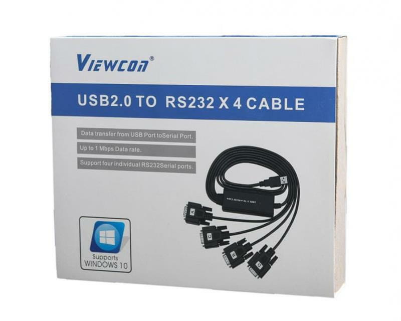 Кабель Viewcon USB - 4хCOM (M/M), (9+25pin), 1.4 м, Black (VE671)