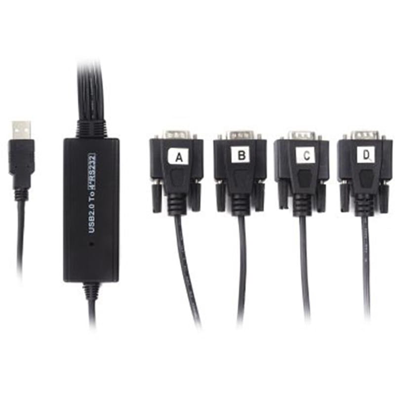 Кабель Viewcon USB - 4хCOM (M/M), (9+25pin), 1.4 м, Black (VE671)