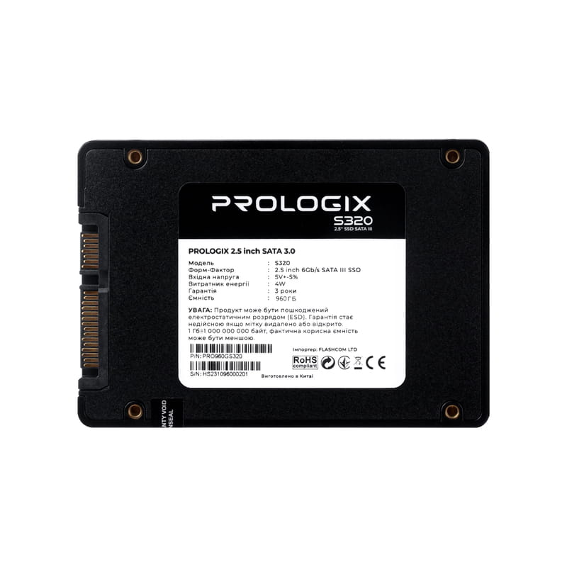Накопичувач SSD  960GB Prologix S320 2.5" SATAIII TLC (PRO960GS320)