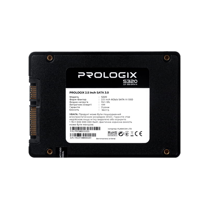 Накопитель SSD  960GB Prologix S320 2.5" SATAIII 3D TLC (PRO960GS320)