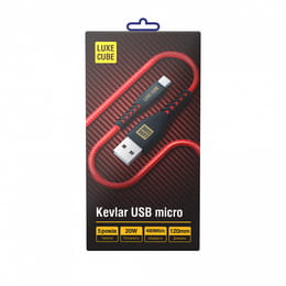 Кабель Luxe Cube Kevlar USB-microUSB (M/M), 1.2 м, красный  (8886998686264)