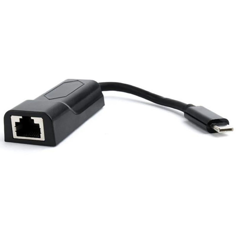 Адаптер Cablexpert USB Type-C - RJ-45 (M/F), 0.15 м, черный (A-CM-LAN-01)