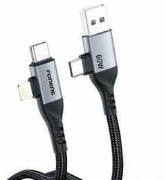 Кабель Foneng X92 4-in-1 (60W) USB/USB-C - USB-C/Lightning (M/M), 1 м, Black (X92-CA-FIO)