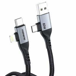 Кабель Foneng X92 4-in-1 (60W) USB/USB-C - USB-C/Lightning (M/M), 1 м, Black (X92-CA-FIO)