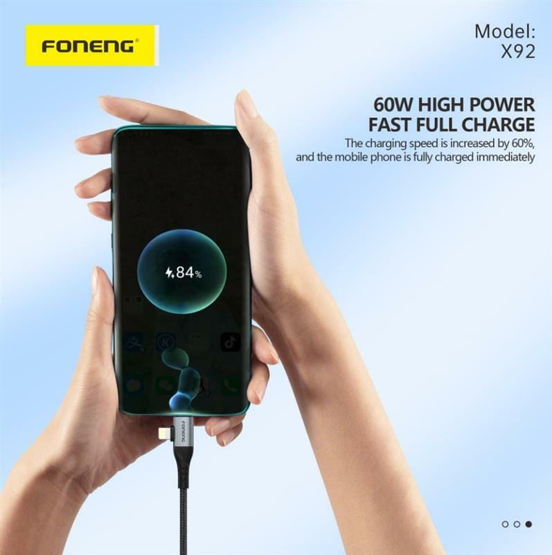 Кабель Foneng X92 4-in-1 (60W) USB/USB-C - USB-C/Lightning, 1 м, Black (X92-CA-FIO)