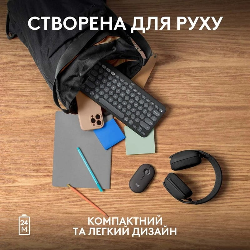 Мышь беспроводная Logitech Pebble Mouse 2 M350s Graphite (910-007015)