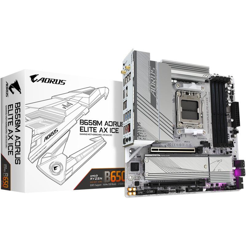 Материнська плата Gigabyte B650M Aorus Elite AX Ice Socket AM5