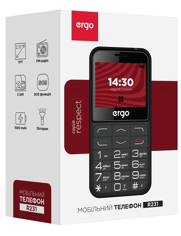 Мобiльний телефон Ergo R231 Dual Sim Black