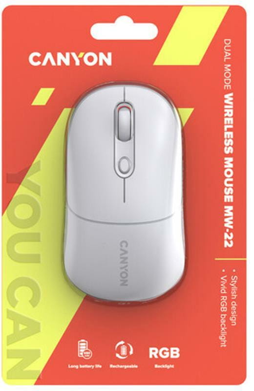 Миша бездротова Canyon MW-22 Dual Band RGB Wireless Snow White (CNS-CMSW22SW)