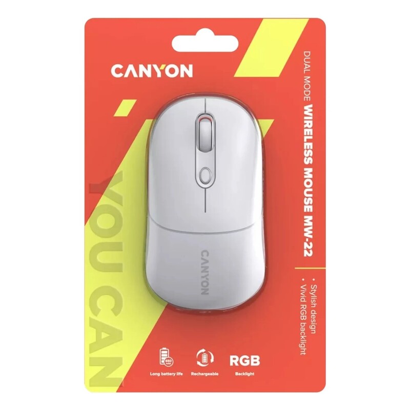 Мышь беспроводная Canyon MW-22 Dual Band RGB Wireless Snow White (CNS-CMSW22SW)