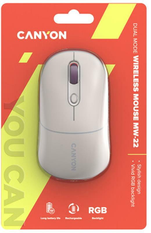 Мышь беспроводная Canyon MW-22 Dual Band RGB Wireless Rice (CNS-CMSW22RC)