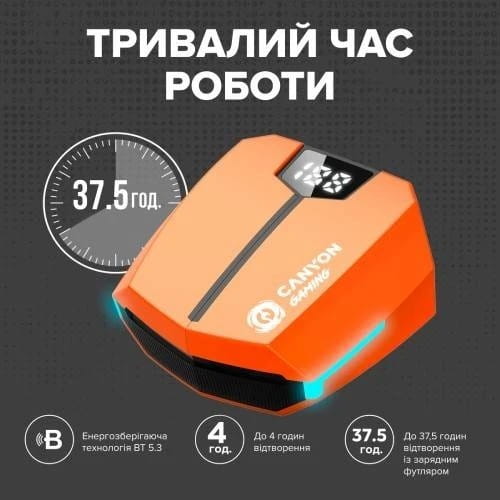 Bluetooth-гарнітура Canyon Doublebee GTWS-2 Gaming Yellow (CND-GTWS2Y)